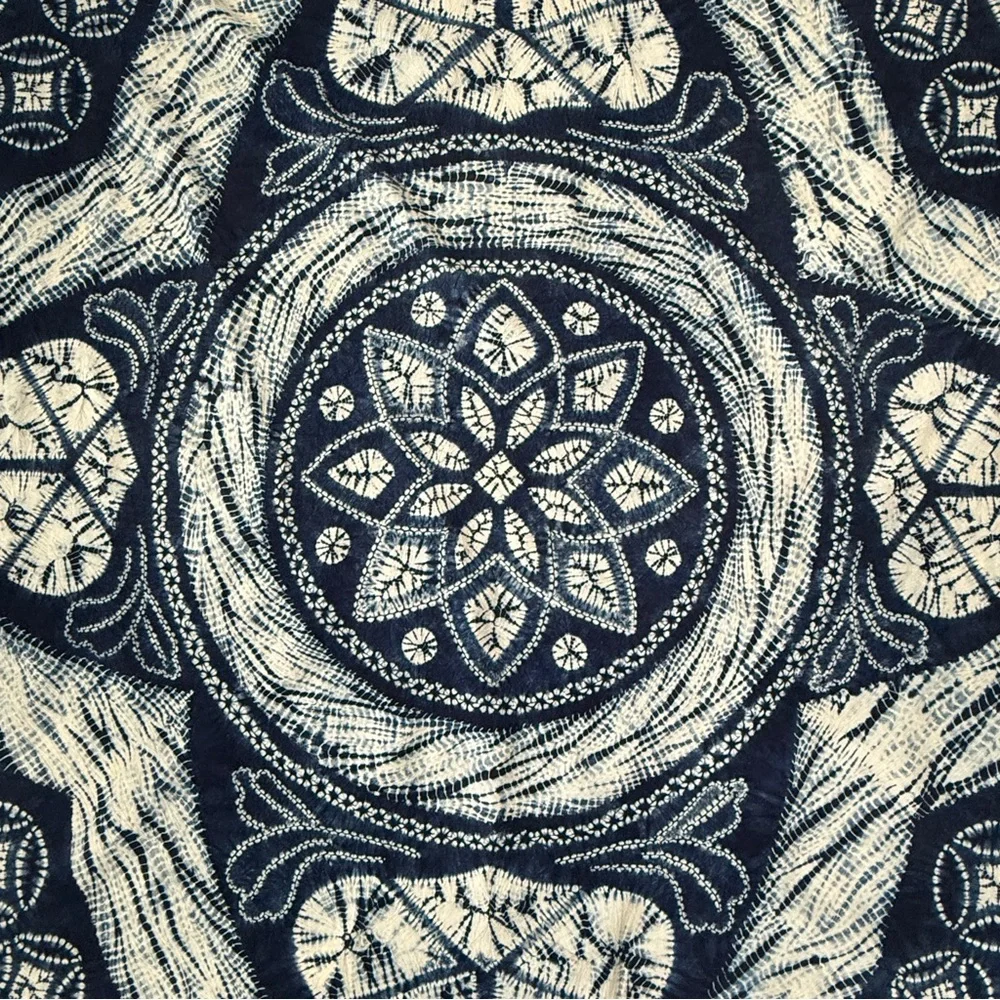 Japanese Blue and White Tie-Dye Shibori / Aizome Wall Tapestry / Tablecloth